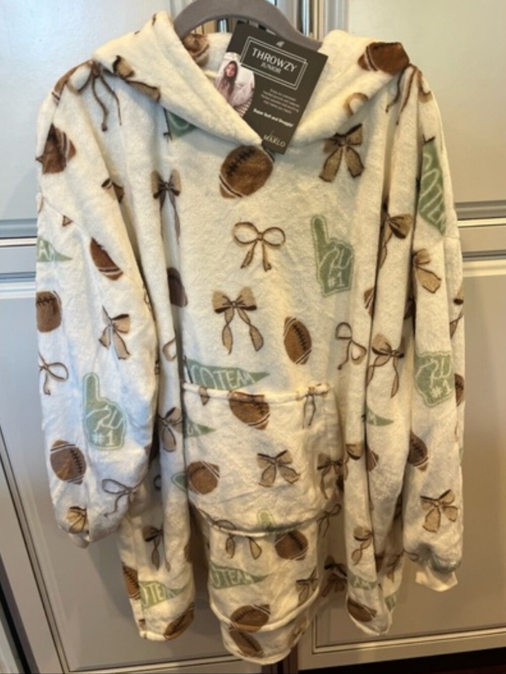 New Marlo Lorenz Throwzy Junior - Cream Football Print Bows